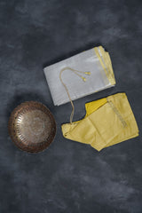 Graceful Tissue Silver Saree Set: Piping Border, Contrast Pallu