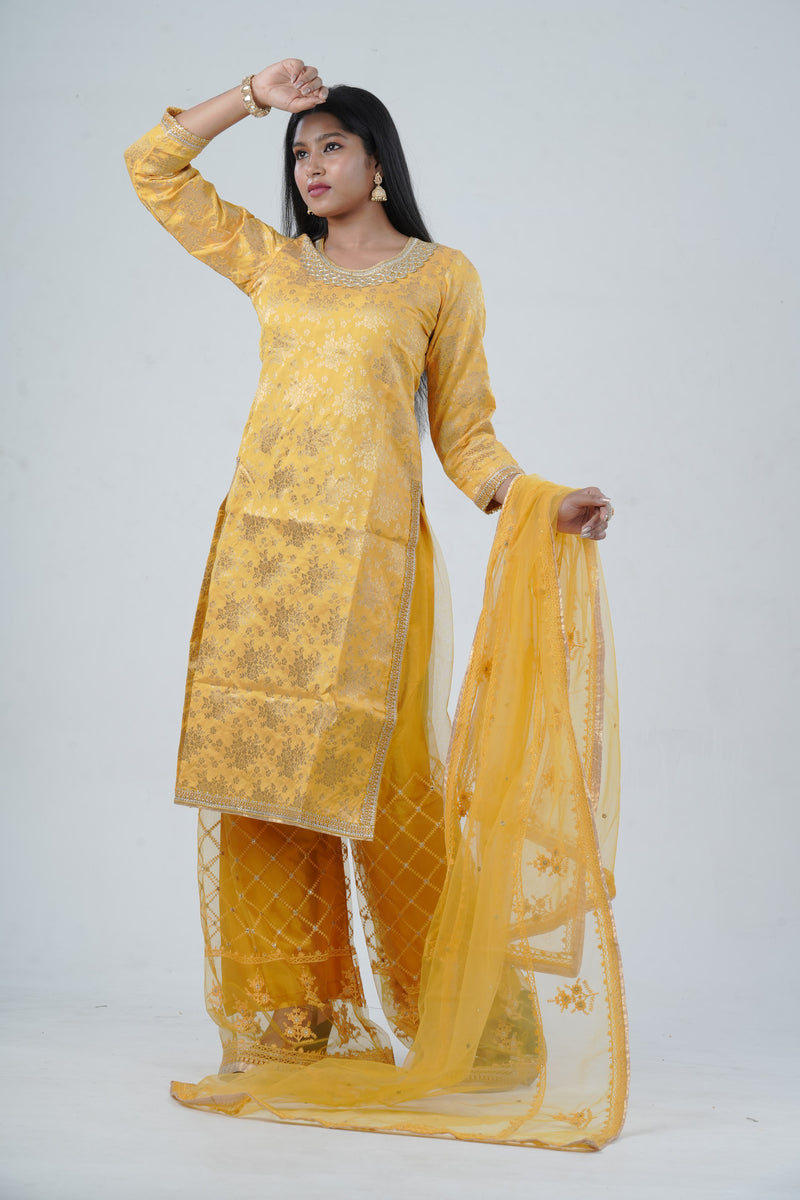 Elegant Embroidered Kurti Salwar Kameez with Matching Dupatta