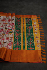 Pichwai Print Designer Saree with Kanchi Border & Indian Artistry