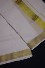 Traditional Kerala Cotton Dhoti, Veshti with gold Zari by JCSFashions - Elegance & Comfort
