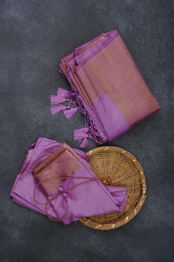 Elevated Elegance Pink Kanchipuram Semi-Silk Saree with Raising Border - JCSFashions