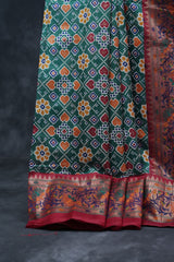 Exquisite Green Ikkat Saree with Traditionally Crafted Design