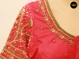 Luxurious Indian Aari Work Silk Blouse With Latkan