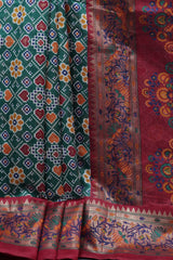 Exquisite Green Ikkat Saree with Traditionally Crafted Design