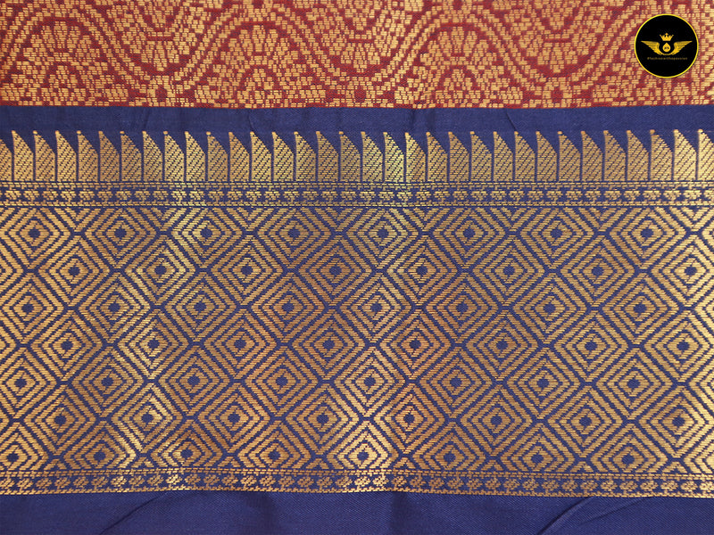Banarasi Handloon Saree: All-Over Zari Butta with Contrast Border