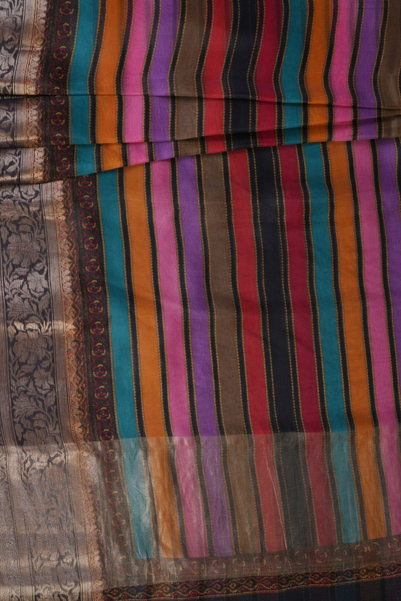 Exquisite Sabhyasachi Lehariya Organza Silk Saree with Kanchi Border