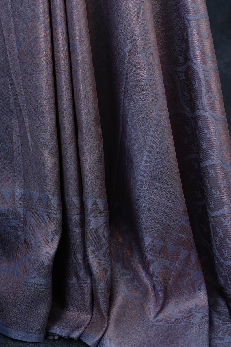 Luxurious Semi-Soft Silk Saree with Copper Zari Weaving