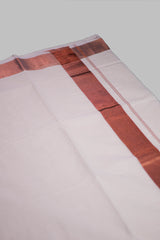 Authentic Kerala Cotton Saree with Rosecopper Zari Border
