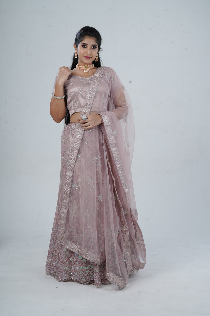 Designer Soft Net Lehenga with Embellished Crop Top - Indian Elegance