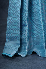 Regal Banarasi Soft Silk Saree with Silver Brocade Design & Blouse