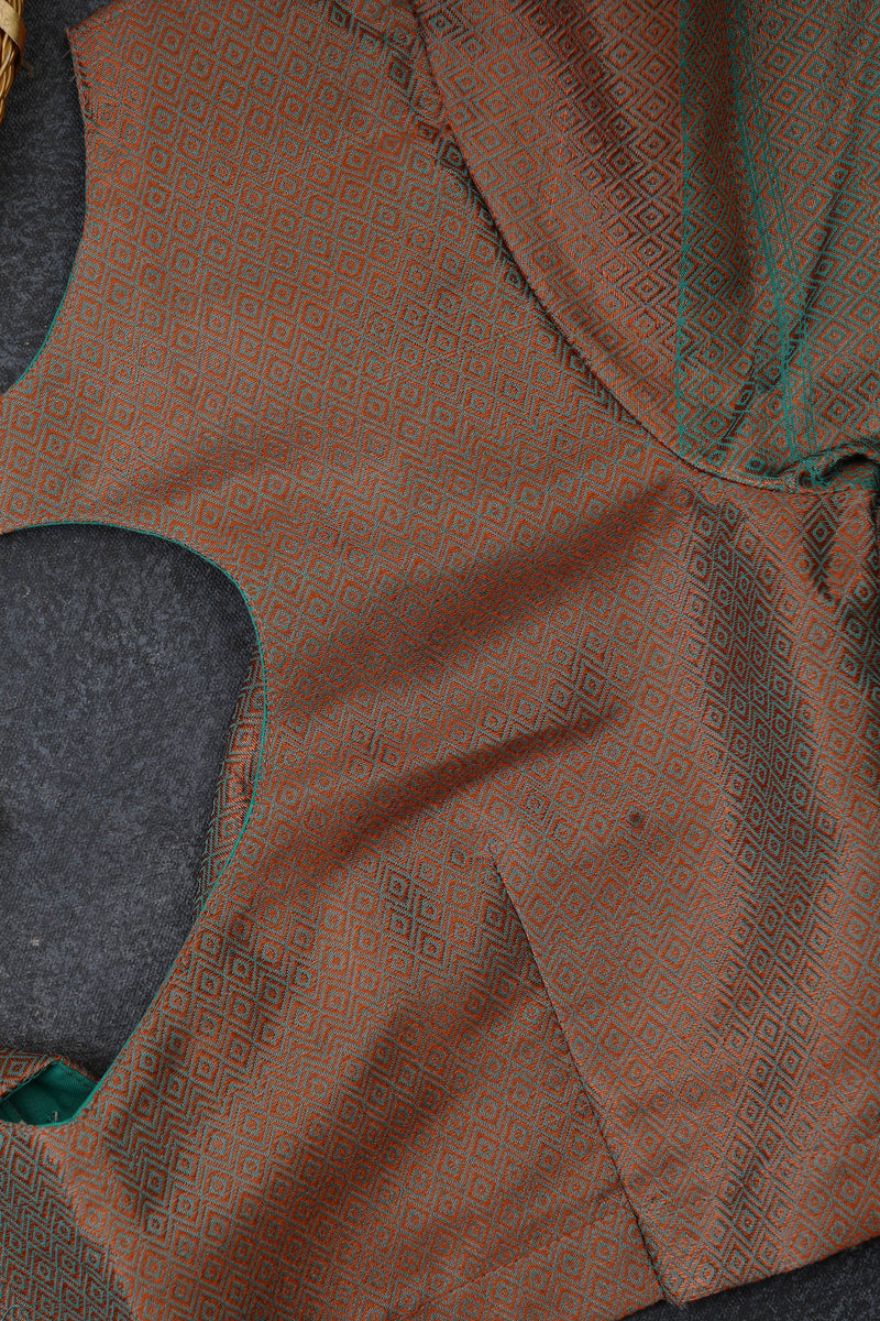 Radiant Banarasi Copper Soft Silk Saree with Designer Contrast Blouse