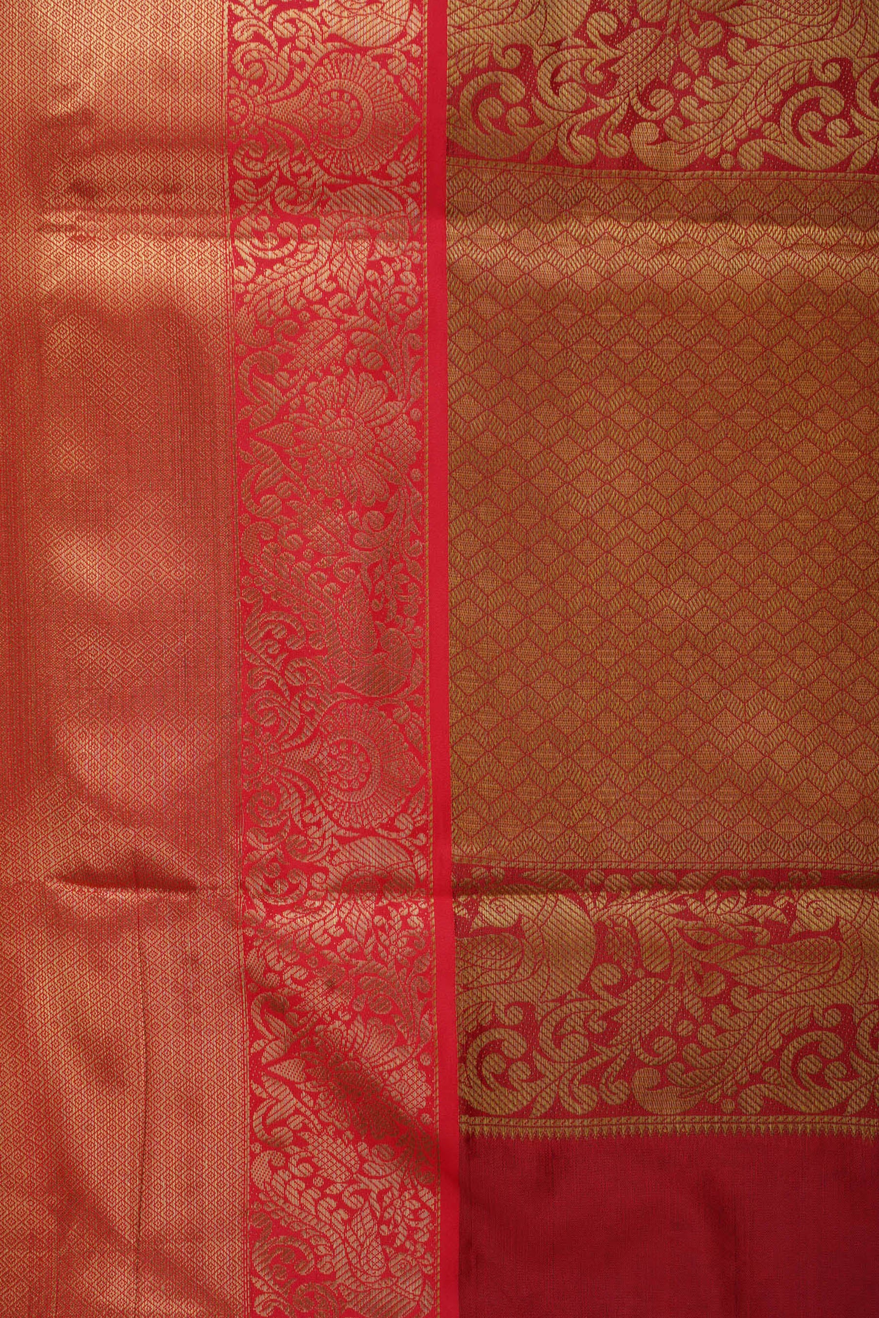 Kanchipuram Handloom Weaving Silk Saree | Blue and Red Border SAREE JCS Fashions