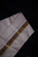 Men's Premium Kerala Cotton Double Dhothi with Golden Zari Border
