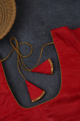 Satin Silk Patola Saree in Imperial Black & Red with Stitched Blouse