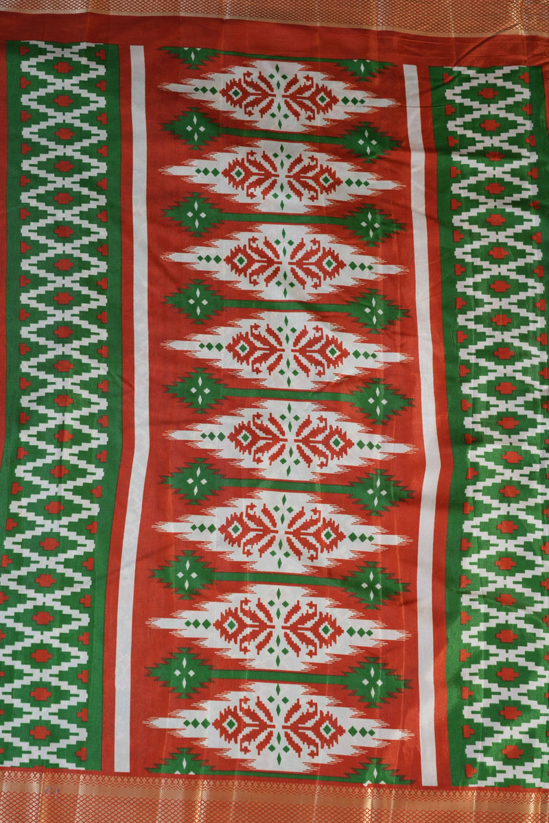 Exquisite Kanchipuram Semi Silk Ikkat Saree & Complementary Blouse Piece