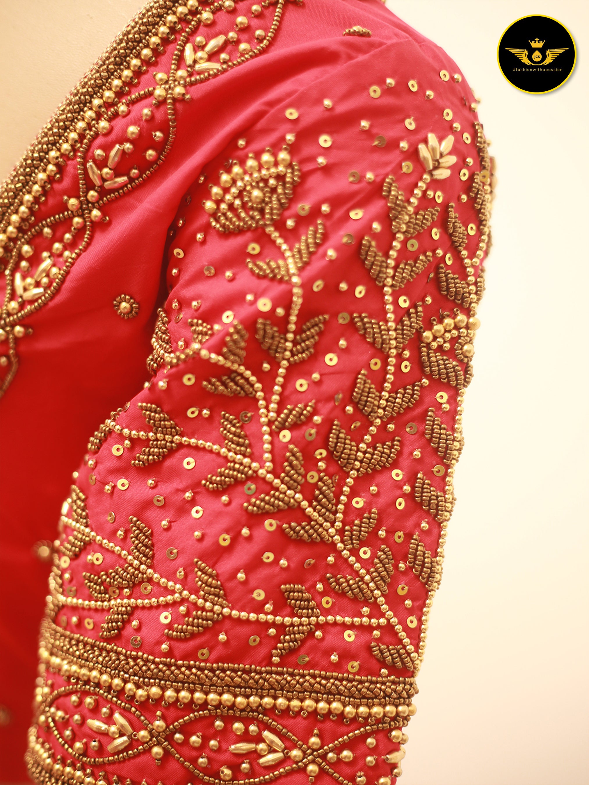 Luxurious Indian Aari Work Silk Blouse With Latkan Blouse JCS Fashions