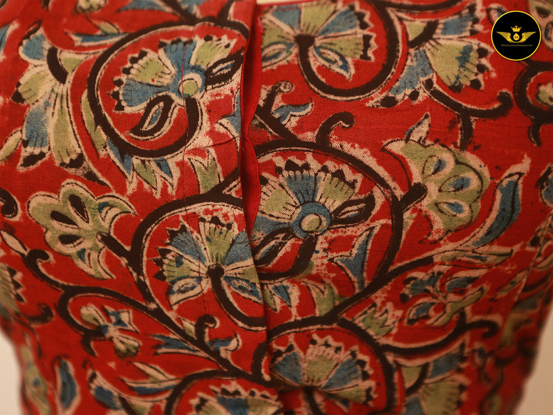 Readymade Padded Kalamkari Cotton Fabric Stunning Blouse