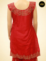 Long Kurti With Bottom Sharara Pant And Sleeveless Top
