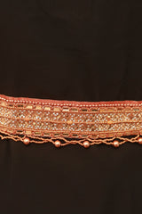 Chic Aari & Maggam Work Hip Belt: Elegant White Stones, Stylish Copper Hue