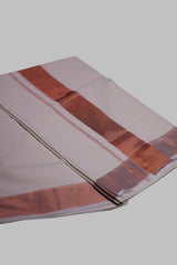 Authentic Kerala Cotton Saree with Rosecopper Zari Border