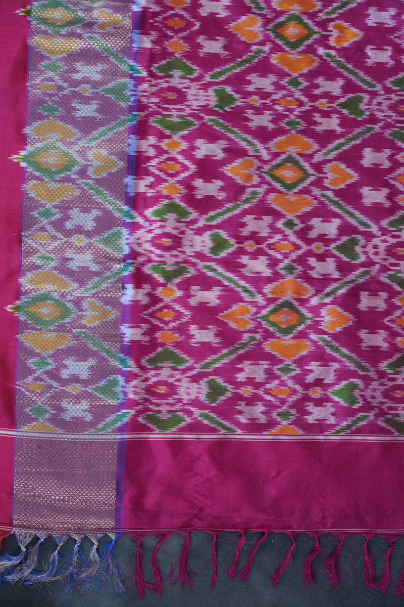 Elegant Gadwal Patola Weaved Border Saree with Kanchi Zari detail