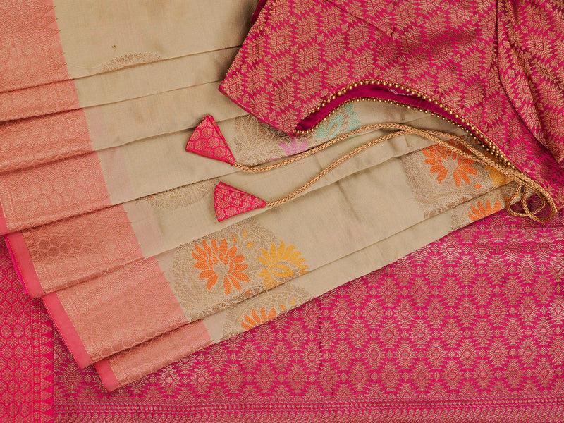 Indian Soft Semi Silk Saree With Fully Stitched Blouse