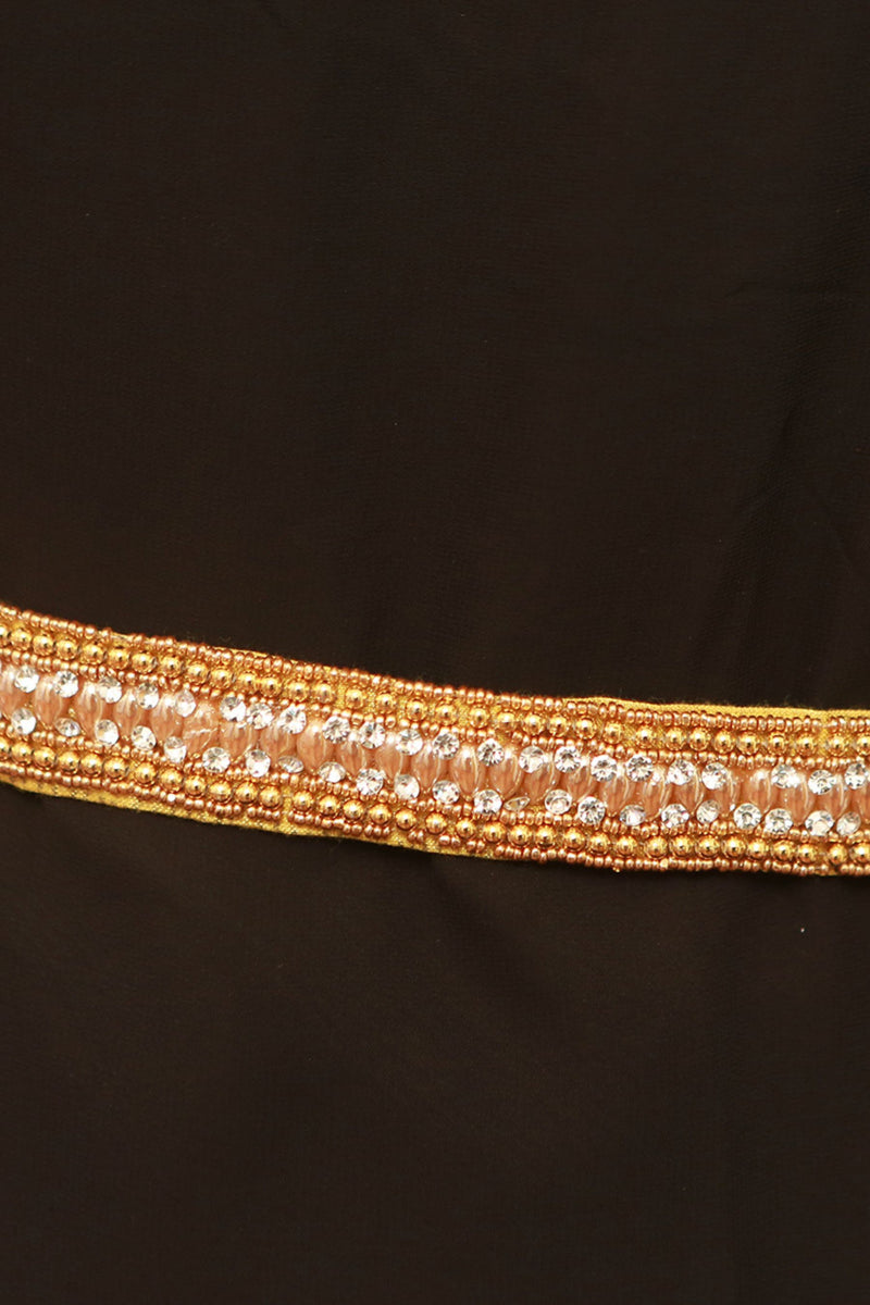 Aari & Maggam Work Hip Belt with White Stones, Unique Ethnic Charm