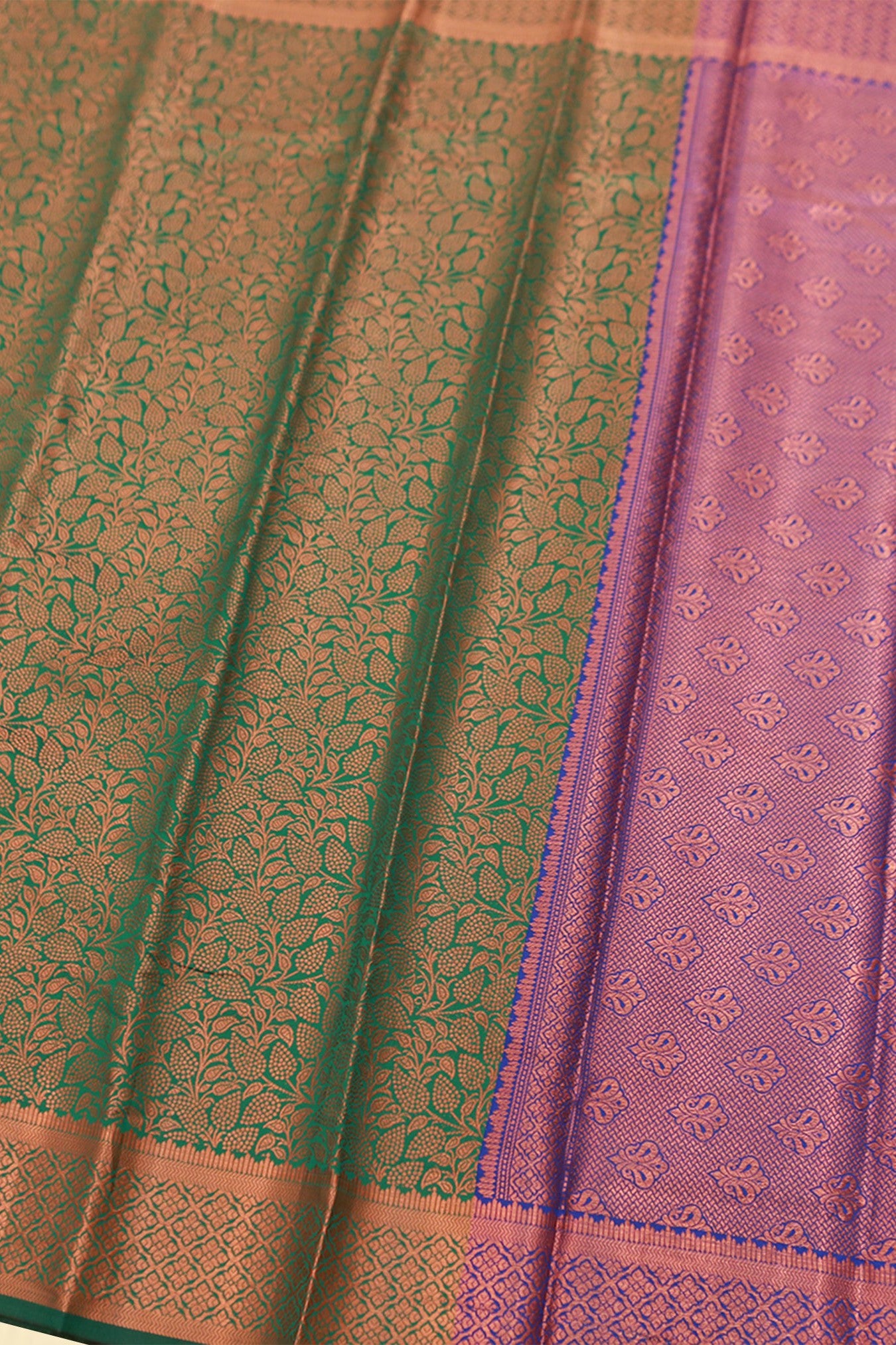 Embose Gold Jall Zari Deepam Pattu Saree with Kanchi Border Saree JCS Fashions