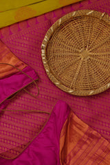 Exquisite Traditional Handloom Silk Saree with Chic Pink Border