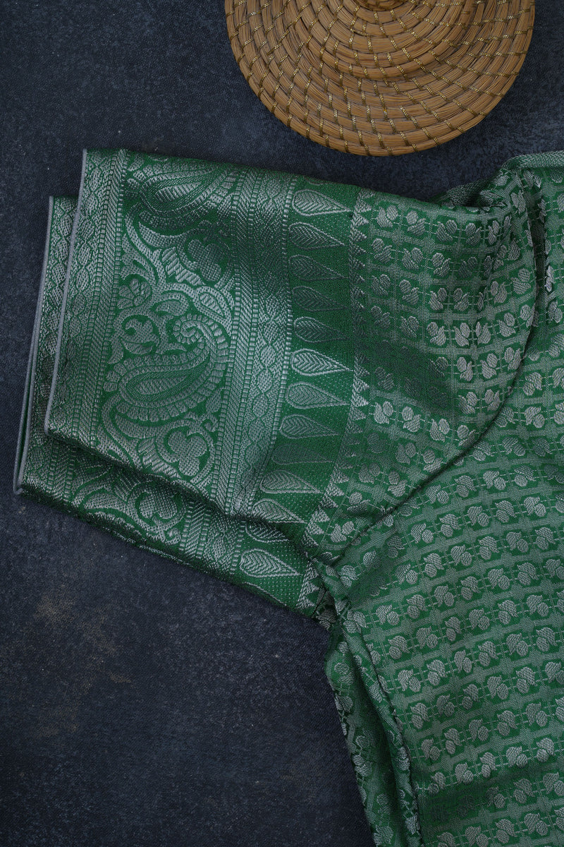 Luxurious Dupion Silk Saree with Silver Zari & Customizable Blouse