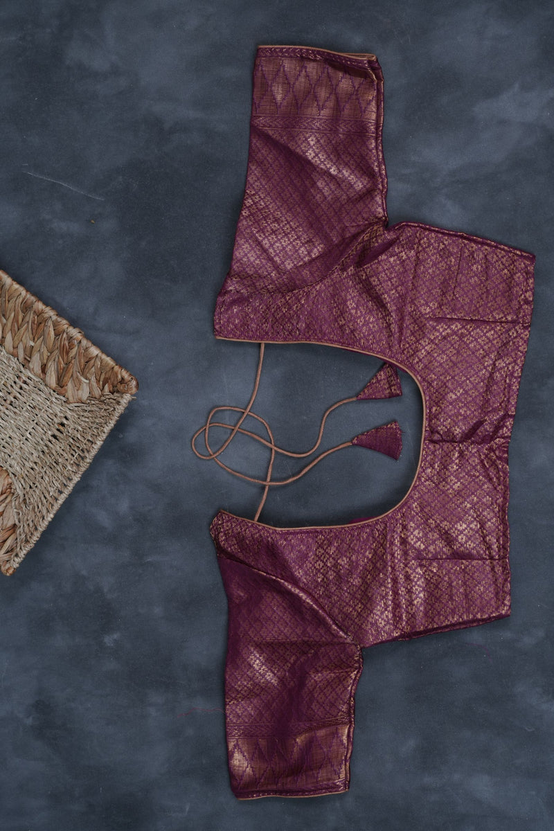 Wine Color Soft Semi-Silk Saree With A stitched Blouse