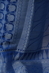 Elegant Silky Dupion Saree with Silver Zari Peacock Weaving