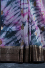 Elegant Shibori Print Kora Silk Saree - Tradition Meets Trend