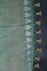 Handwoven Banarasi Kora Silk Saree with Detailed Patterns - Traditional