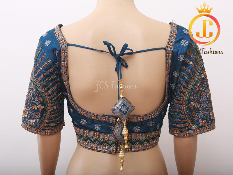 Sabyasachi Style Copper Jari Heavy Embroidery Work Blouse
