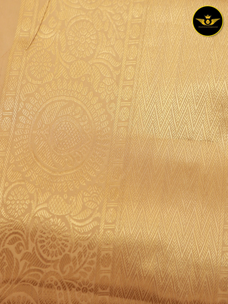 Kanchipuram Semi-Bridal Saree with Dazzling Zari Work throughout