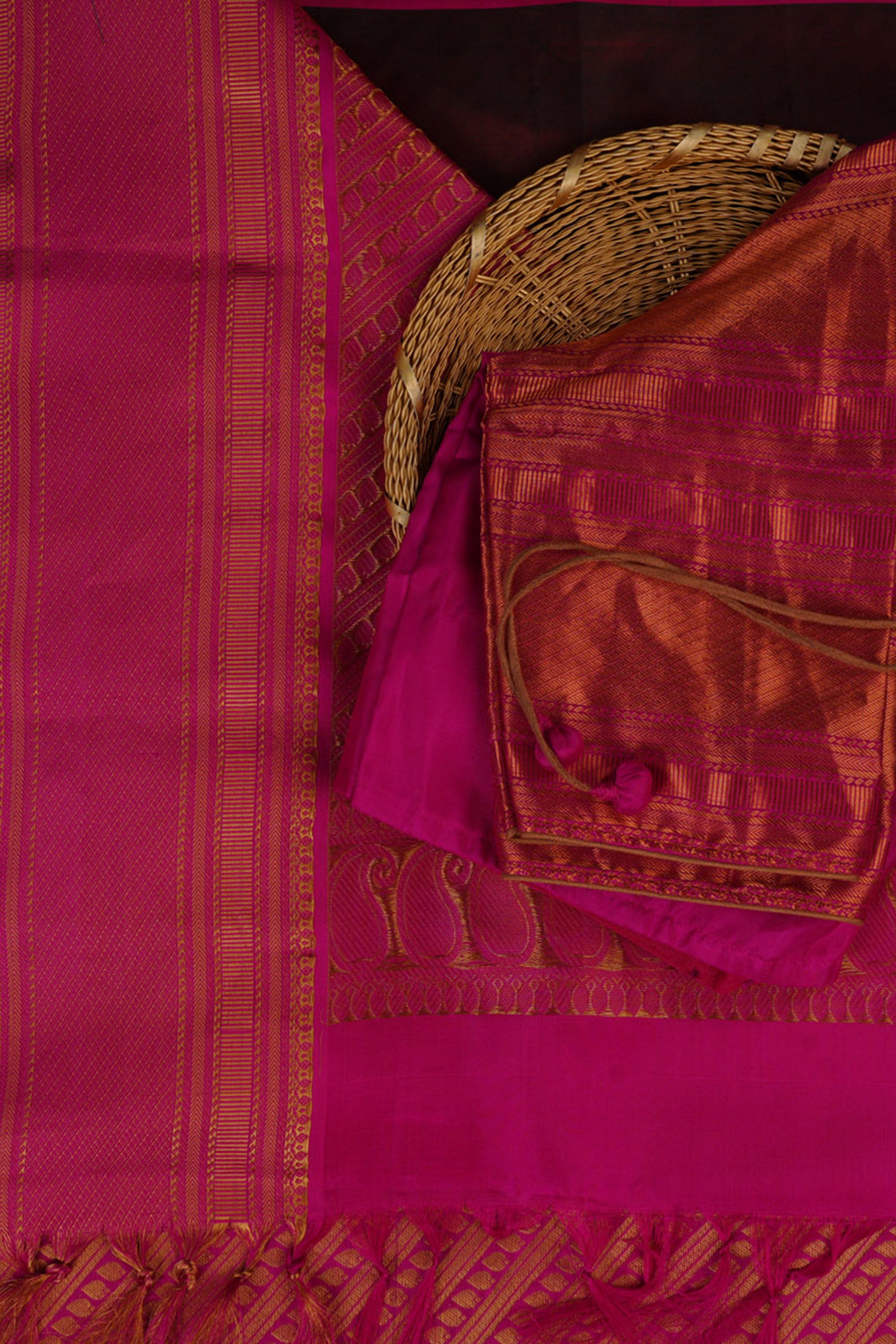 Pure Handloom Silk Saree | Double Warp | with fully Stitched Blouse Saree JCS Fashions