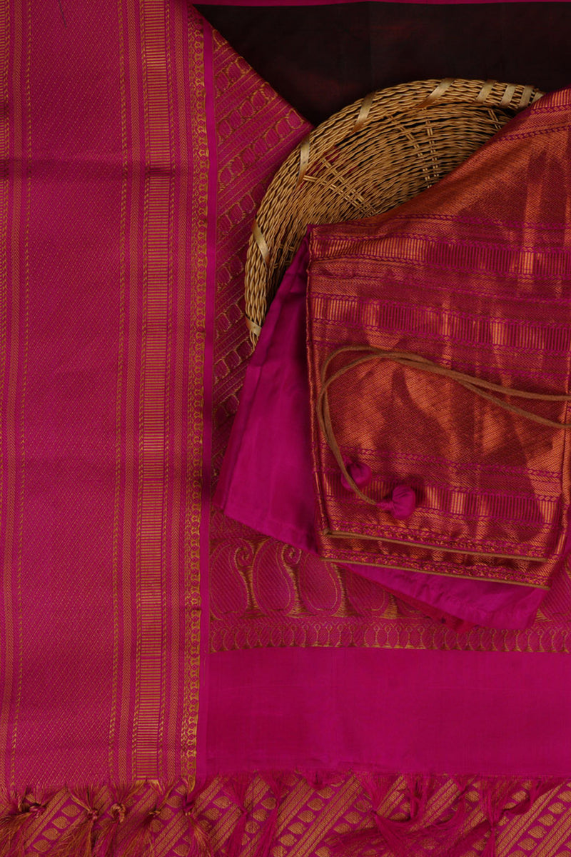 Pure Handloom Silk Saree | Double Warp | with fully Stitched Blouse