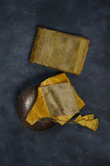 Elegant Handloom Banarasi Tussar Silk Saree - Antique Jari Work Accent