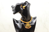 Kemp Pendant & Metal Chocker Set - Matte Attigai Pattern in Adjustable
