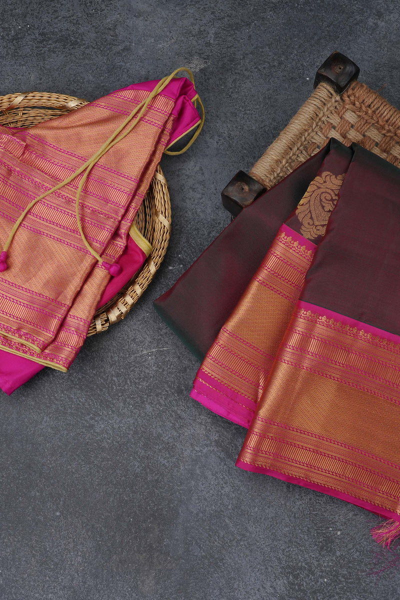 Pure Handloom Silk Saree | Double Warp | with fully Stitched Blouse