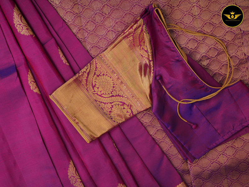 Pure Kanchipuram Silk Saree With Fully Stitched Blouse