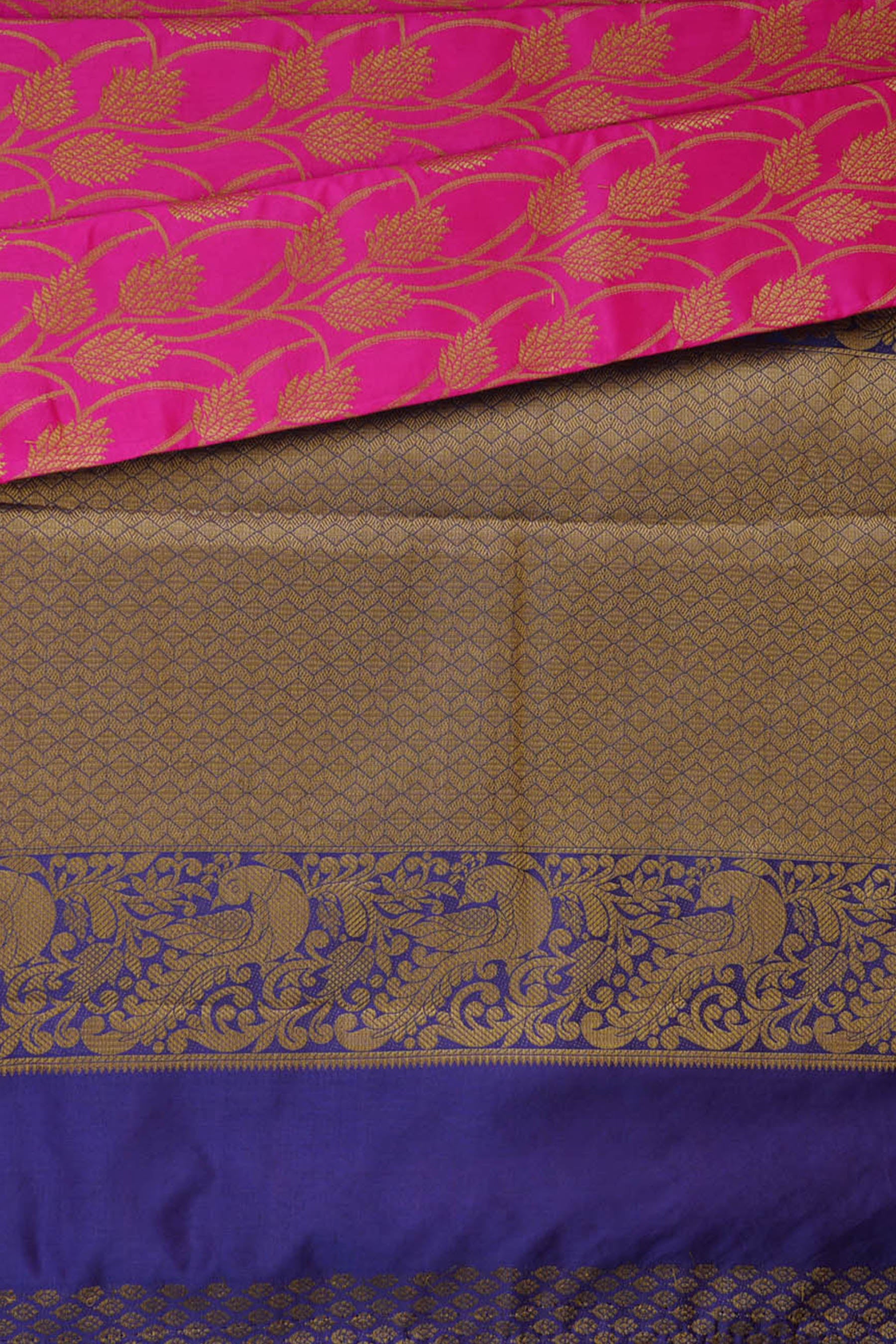 Handwoven Kanchipuram Silk Saree with Pink and Purple Border SAREE JCS Fashions