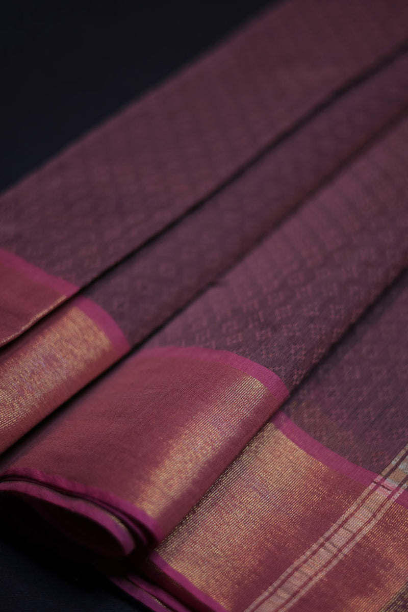 Elegant Soft Cotton Saree with Abstract Embossed Design & Zari Border