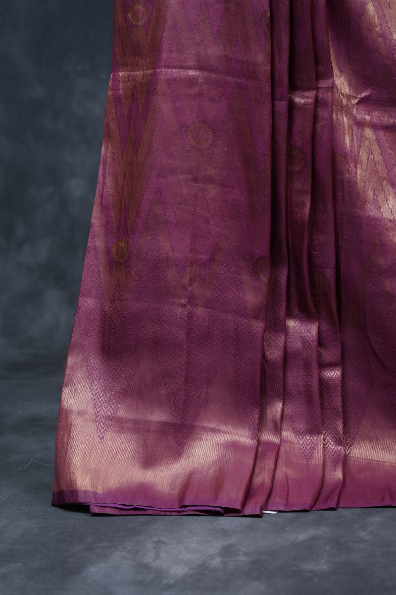 Wine Color Soft Semi-Silk Saree With A stitched Blouse