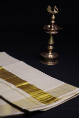 Traditional Kerala Cotton Dhoti, Veshti with gold Zari by JCSFashions - Elegance & Comfort