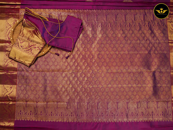 Pure Kanchipuram Silk Saree With Fully Stitched Blouse