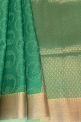 Handloom Banarasi Muslin Silk Saree with Rich Embossed Weaving Borders