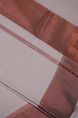 Authentic Kerala Cotton Saree with Rosecopper Zari Border