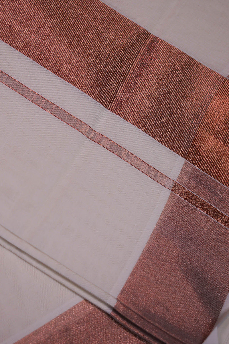 Authentic Kerala Cotton Saree with Rosecopper Zari Border